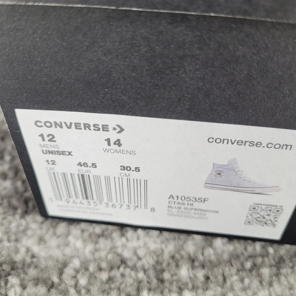 Converse Chuck Taylor All Star High Top Sneakers Light Blue Men 12 Womens 14 New - Picture 2 of 9